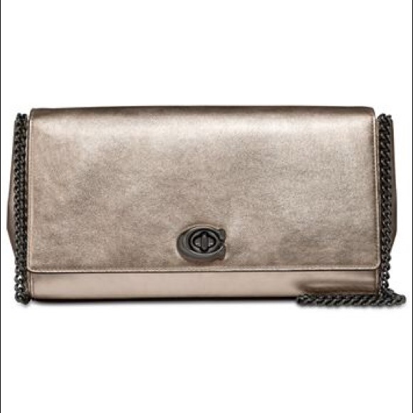 COACHAlexa Metallic Turnlock Clutch - Picture 1 of 12